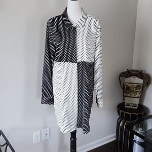 Calvin Klein black/white Polka Dot Long Blouse